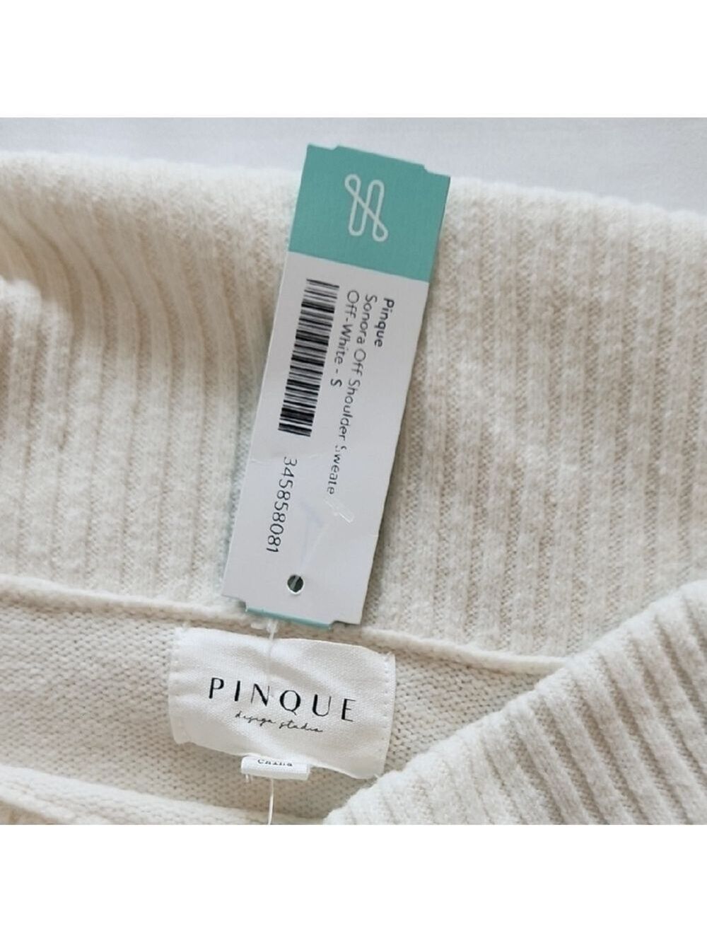 Elegant Cream Off-Shoulder Sweater - Picture 7 of 8